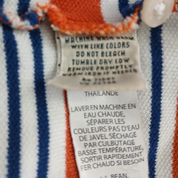 L.L.Bean Mens Short Sleeve Polo Shirt Size L/Reg. Color Orange Navy White - Picture 6 of 7